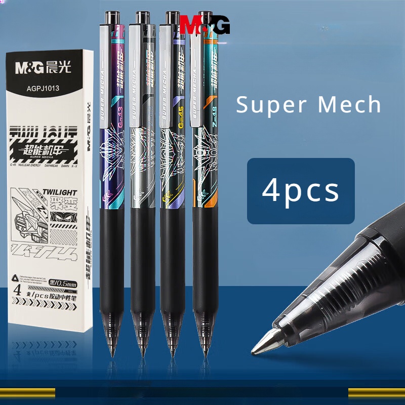 M&G Bút Mực gel Văn Phòng Phẩm 0.5 Màu Đen Siêu Mạnh Dòng mecha 4 Bút Ký Tên Chống Thấm Nước Cho Học Sinh