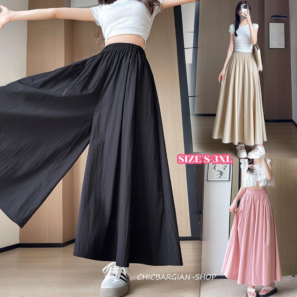 Women's Plus Size Elastic waist High Waist Square Pants Wide Leg Trousers#99015