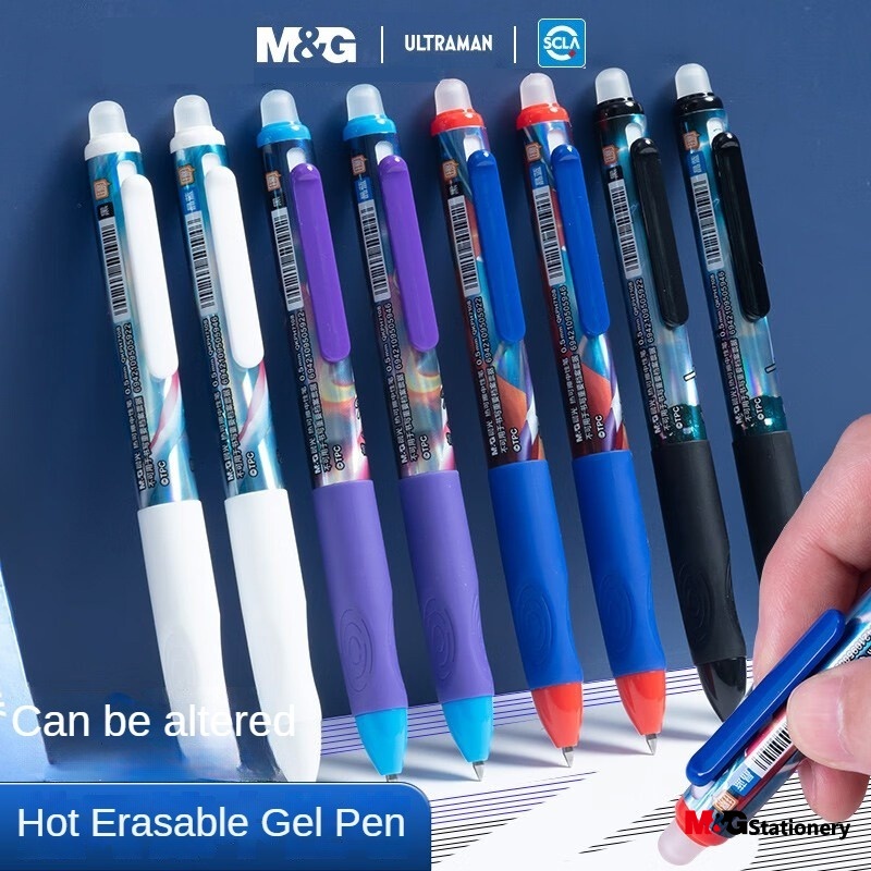 Bút Bi gel 4 Mảnh Có Thể Xóa Được Màu Đen Hình ultraman M&G