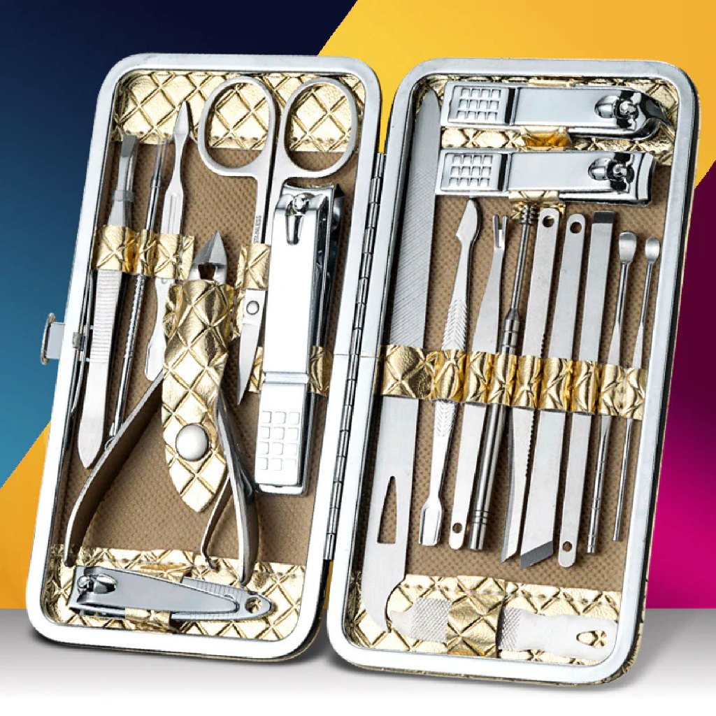 KX Nail Clippers 19PCS set Professional Stainless Steel Manicure Pedicure