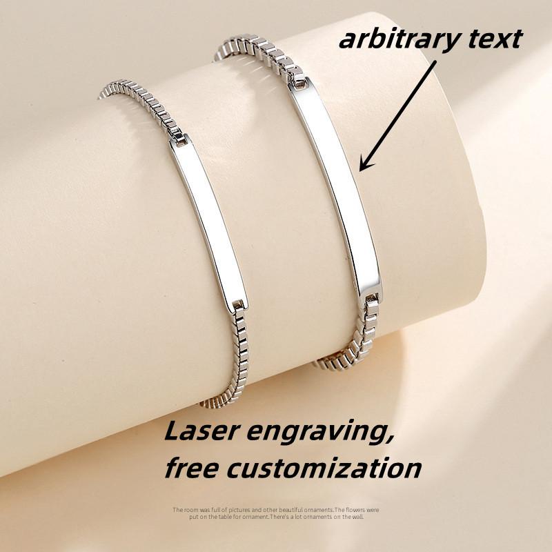 Custom Engraved Couple Bracelet Personalized Jewelry ID Bar Bracelet Valentine's Day Gift