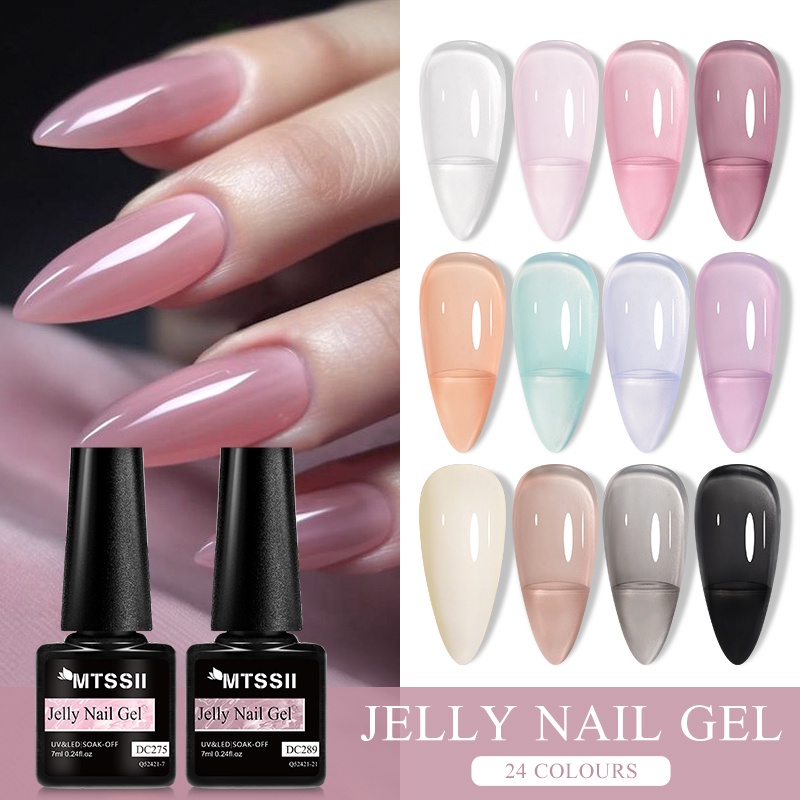 MTSSII Milky Jelly White Nude Gel Polish Translucent Manicuring Uv Led Soak Off Nail Art Ice Pink Se