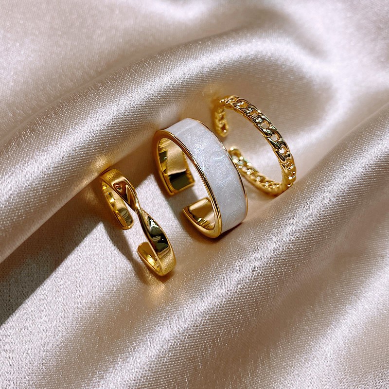 3Pcs Fashion Rings Metal Simple Design Ring Set Finger Ring Joint for Women Girls