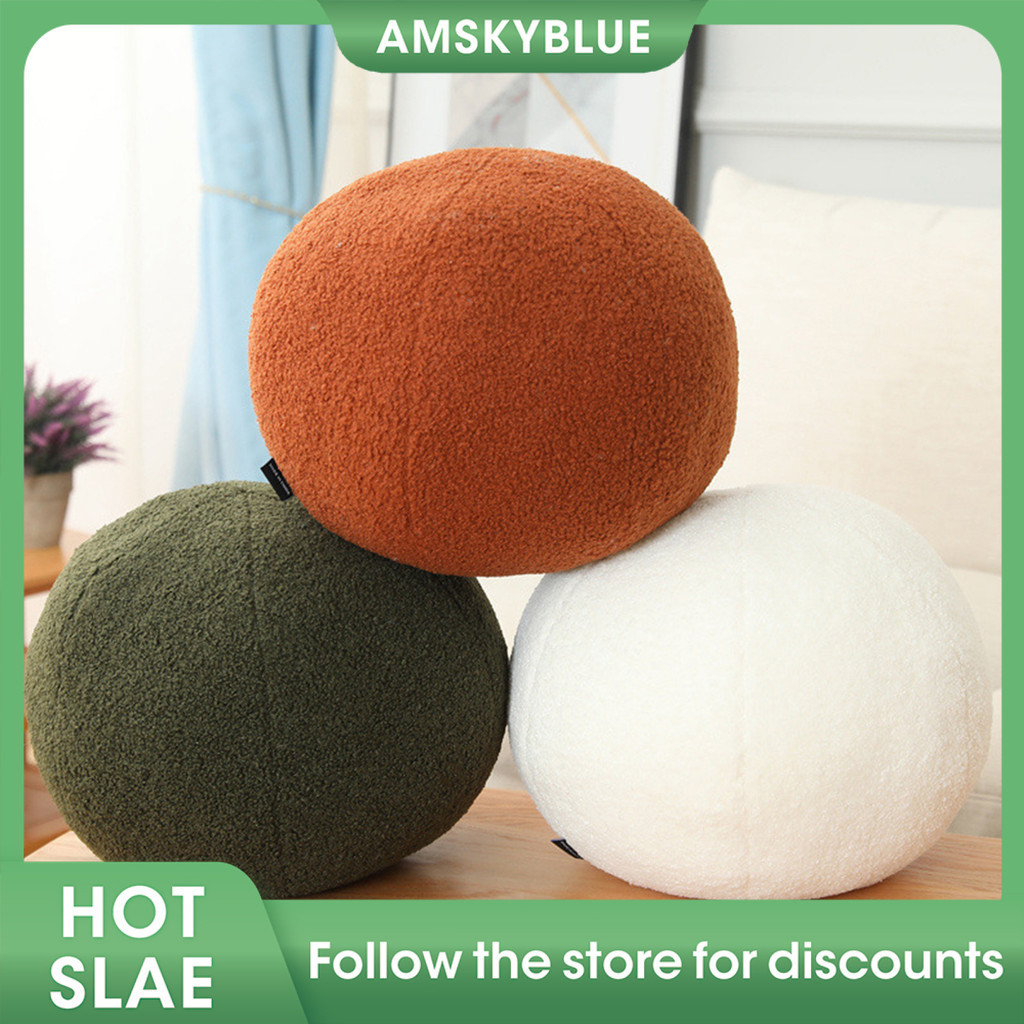 AMT-Round Pillow Throw Pillow Ball Extra-Soft Fully Filled Minimalist Modern Bedroom Decorative Pill