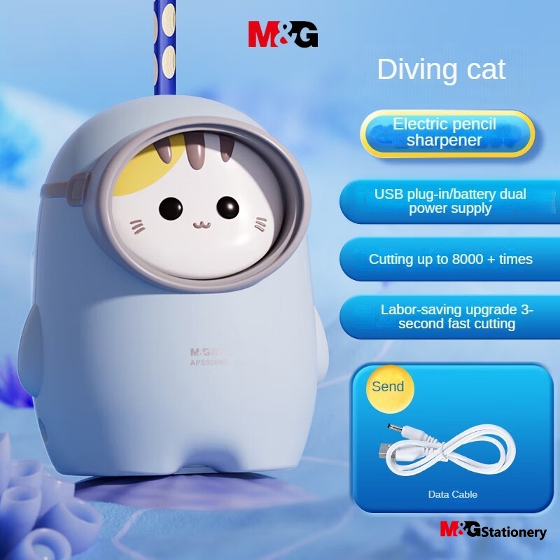 M&G Đồ Chuốt Bút Chì Điện Tử Hai Tốc Độ Hình Mèo Hoạt Hình Dành Cho Học Sinh M and G