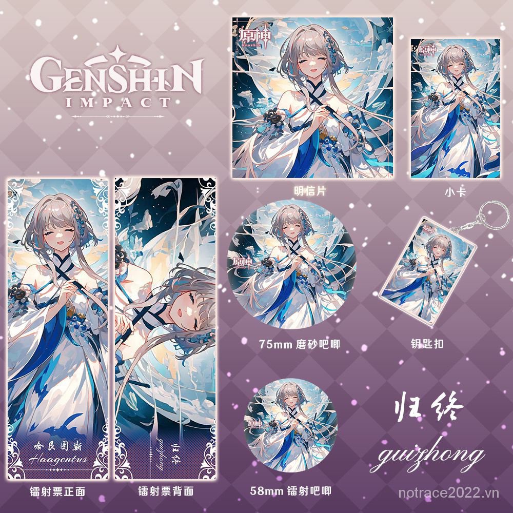 ★Genshin Impact★Guizhong Bộ Sưu Tập Bưu Thiếp Bảng Laser Thẻ Ghi Chú In Chữ Merchandise Co-Branded