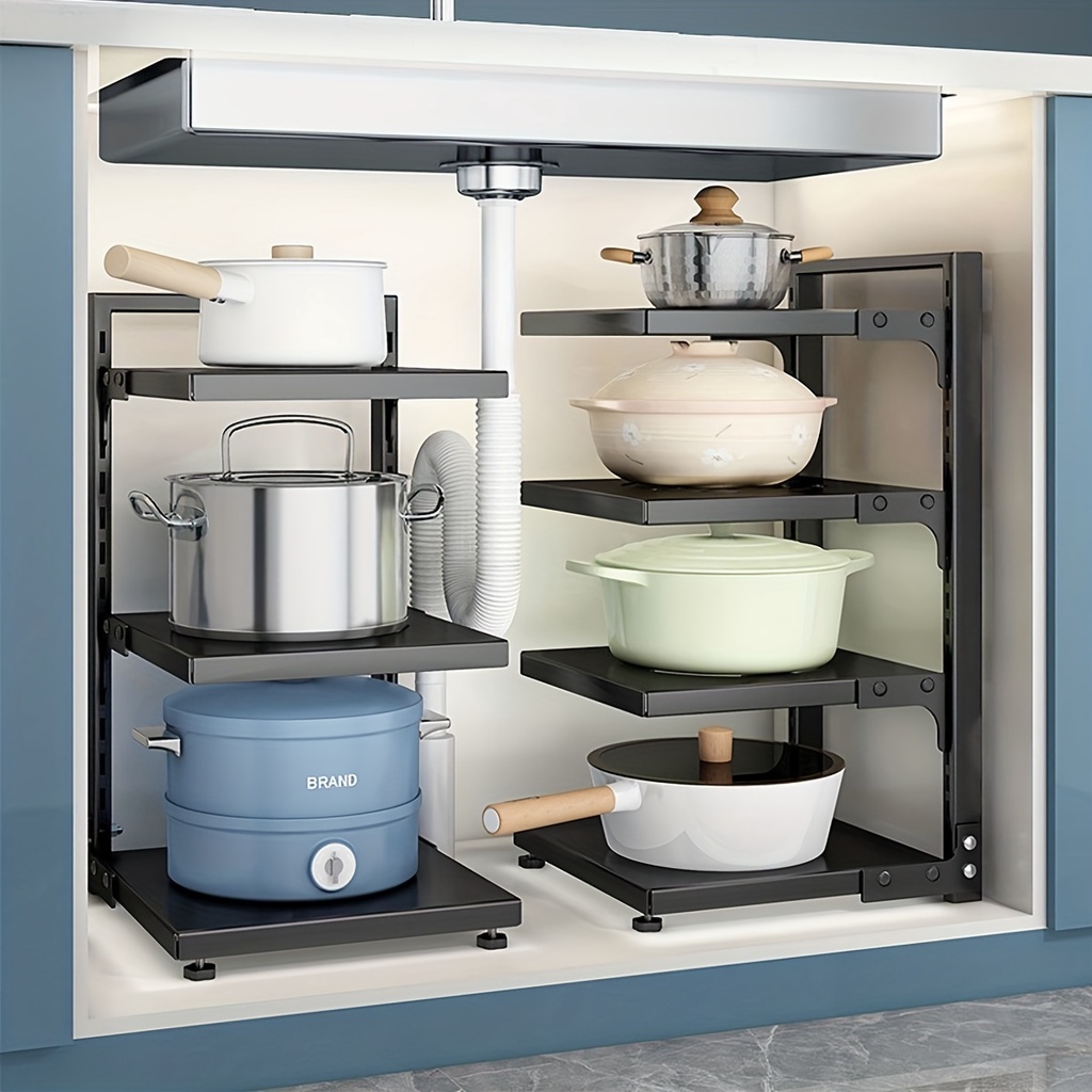 Harbour Life 1 Set Pots And Pans Organizer For Cabinet, Adjustable Pan Organizer Rack For Under Cabinet, Pot Organizer For Kitchen Storage, Home Kitchen Supplies