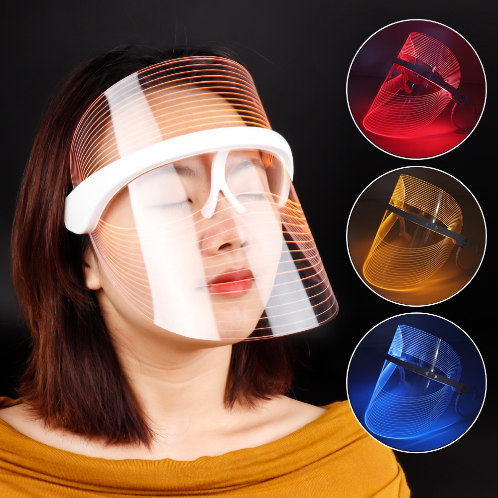 Wireless 3 Colors LED Mask Light Therapy For Acne Treatment Skin Rejuvenation Freckle Removal Whitening Skin