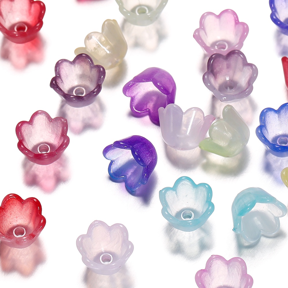 St. Kunkka 50pcs Gradient Color Lily Of The Valley Acrylic Beads Receptacle Base Hole Can Be Used Fo