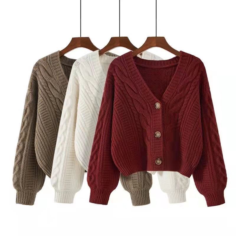 Women's Retro Loose V-neck Sweater Cardigan