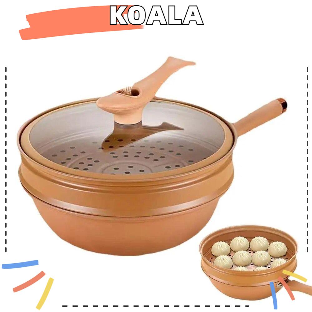 Panela De Micro Pressão KOALL ; Com Cesta De Vapor ; Tudo Em 1 Wok De Argila Antiaderente Tampa Inde