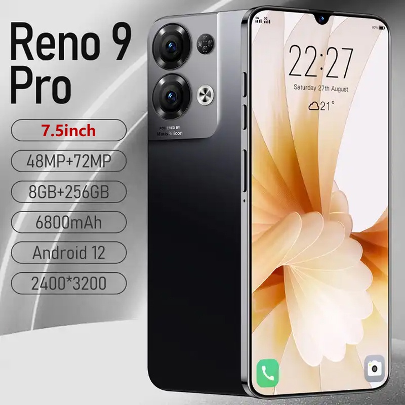 PROMO 11.11 SALE!! [BISA COD] 【Bisa COD】HP murah Reno 9 Pro Handphone android 4g/5g 7.5inci 12GB + 5