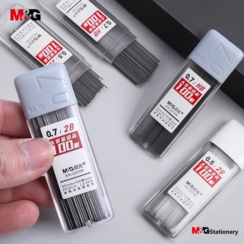 M&G Hộp Đựng Bút Chì Tự Động 2b / hb Bằng Nhựa resin Chì Sức Chứa Lớn 100 Cái / Hộp Đơn m Và g