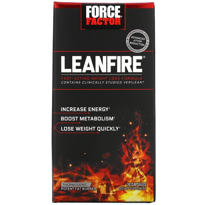 Force Factor, LeanFire, Fat Burner help Lose Weight, Metabolism Booster, Energy & Weight Loss Supplement, 30 Caps