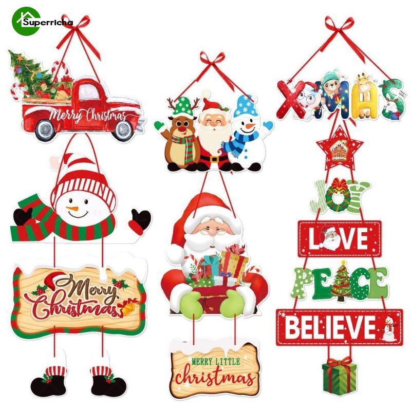 Merry Christmas Hanging Sign /Santa Claus Xmas Welcome Door Decor / Outdoor Indoor Christmas Decorat