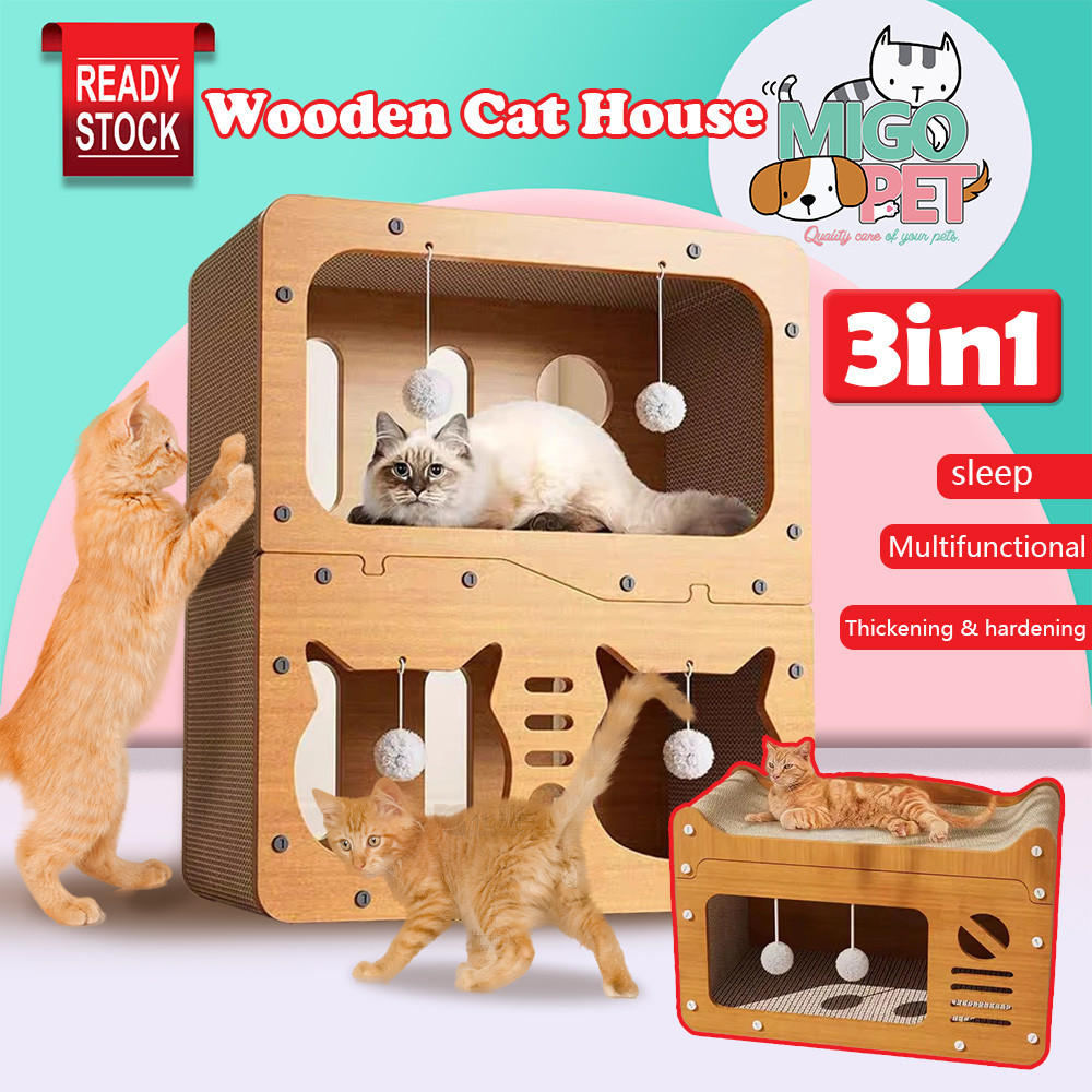 Cat Scratcher House Large Space Cat Bed Cat Cardboard House with Cat Scratching Board