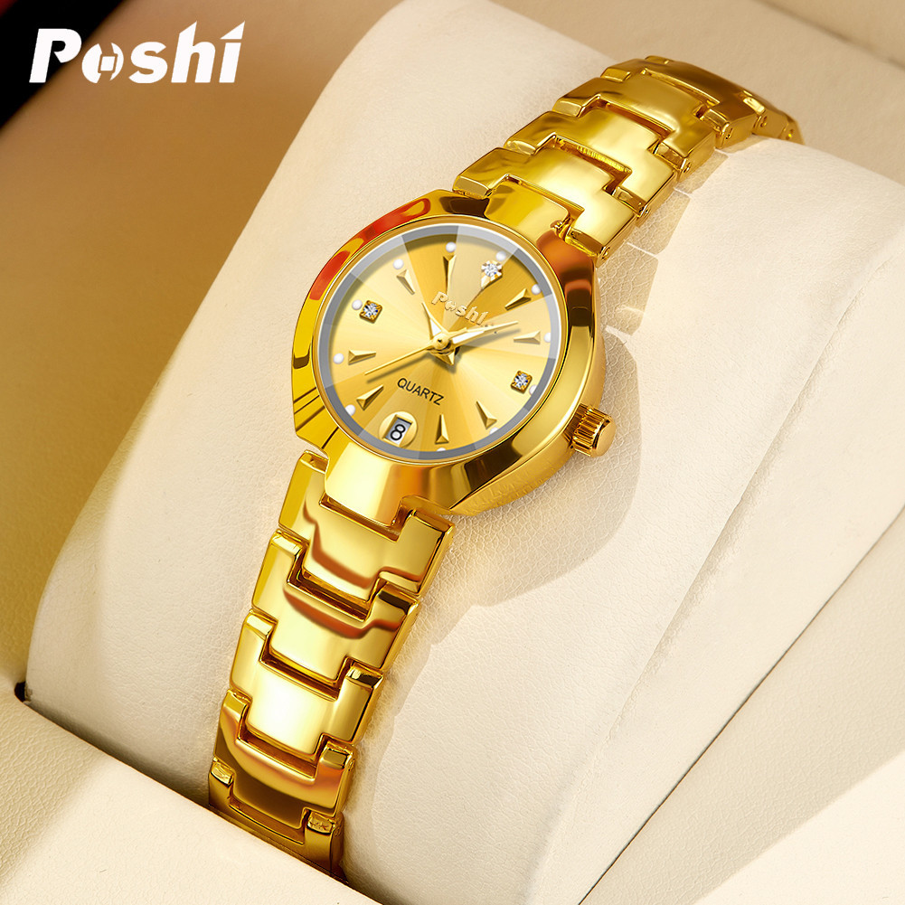 [Gift][With Box]POSHI Original Luxury Dual Calendar Stainless Steel automatic ladies waterproof watc