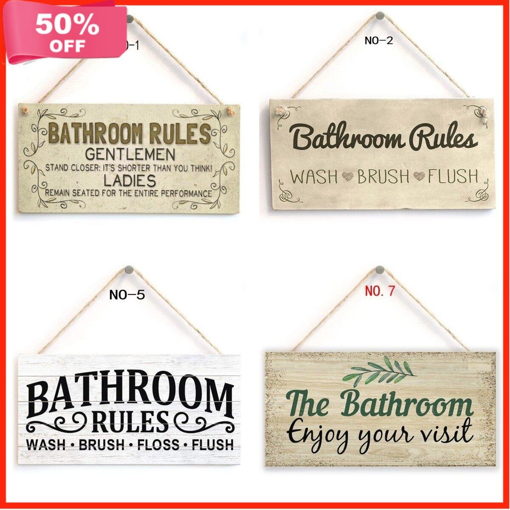 Hanging Decorative Wood Sign Wall Art Home Bathroom Toilet Decor Home Accessory Gift 10*20cm
