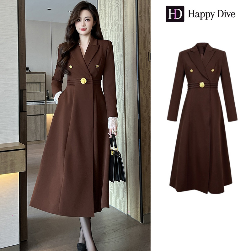 Happy Diva Women'S Dresses Brown Dresses A-Shape Dresses Suit Dresses Work Dresses Hiso Dresses Vint
