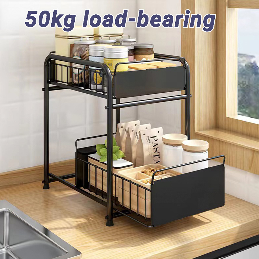 Multipurpose Drawer Spice Bottle Organizer Kitchen Under Sink Shelf Cabinet Storage Bathroom Vanity Organizer