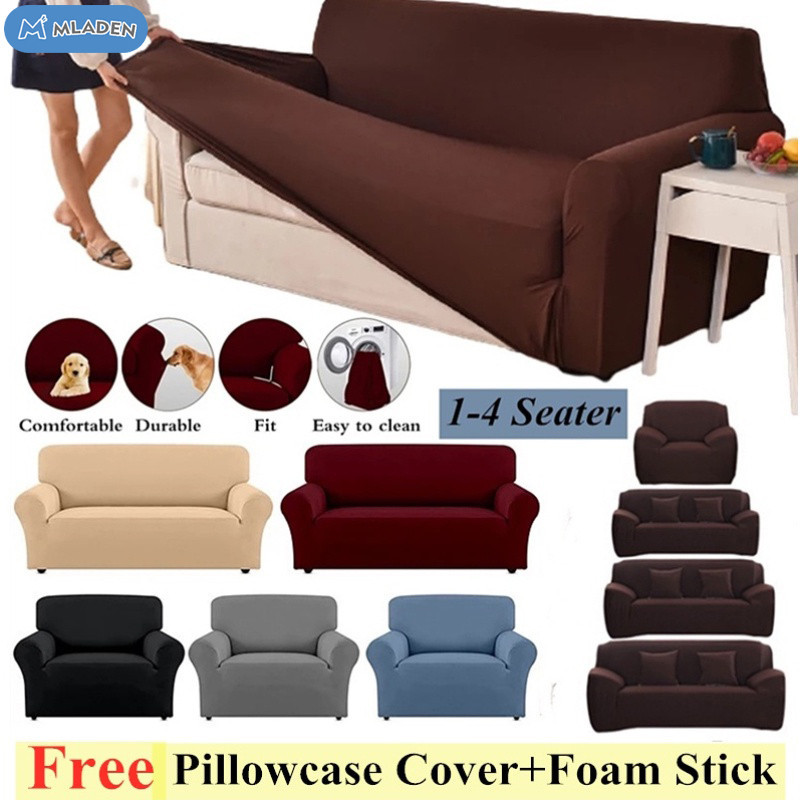 MLADEN 1/2/3/4 Seat L-shape Sofa Cover Protector Stretchable Removable Elasticity Slipcovers
