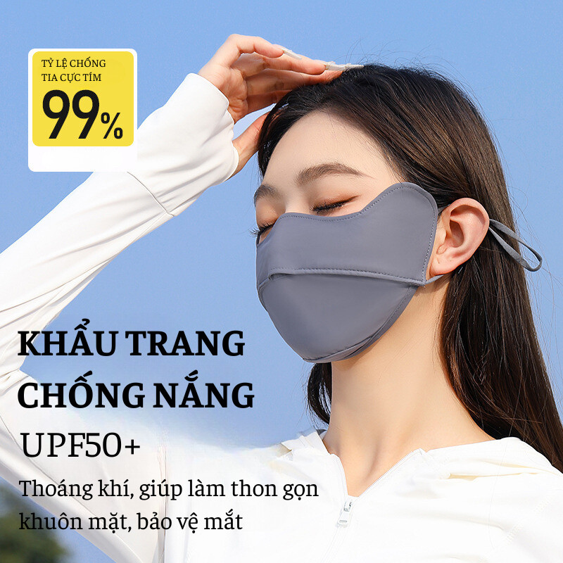 Khẩu Trang 3D Chống Nắng UPF 50+, Chống Tia UV Cực Tốt, Ôm Khít Mặt, Chất Vải Mát Lạnh, Nhẹ Và Thoáng Khí hot trend
