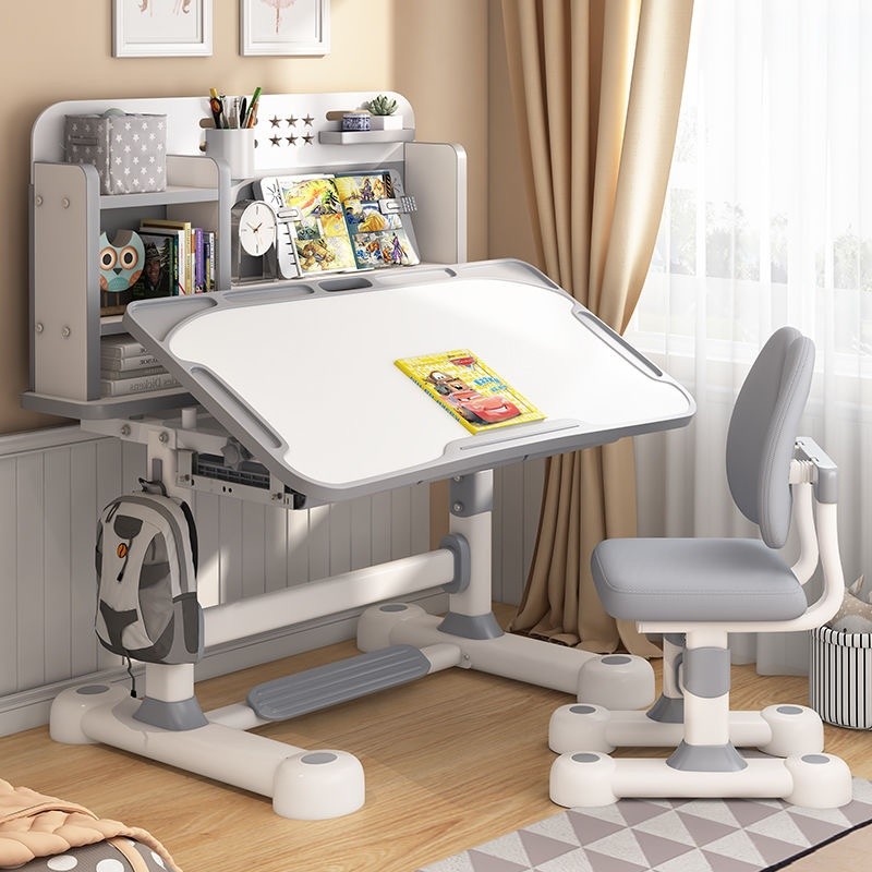 Ergonomic Height Adjustable Children's Study Desk Set with Chair Simple Modern Home Use Writing Desk for Elementary School Kids