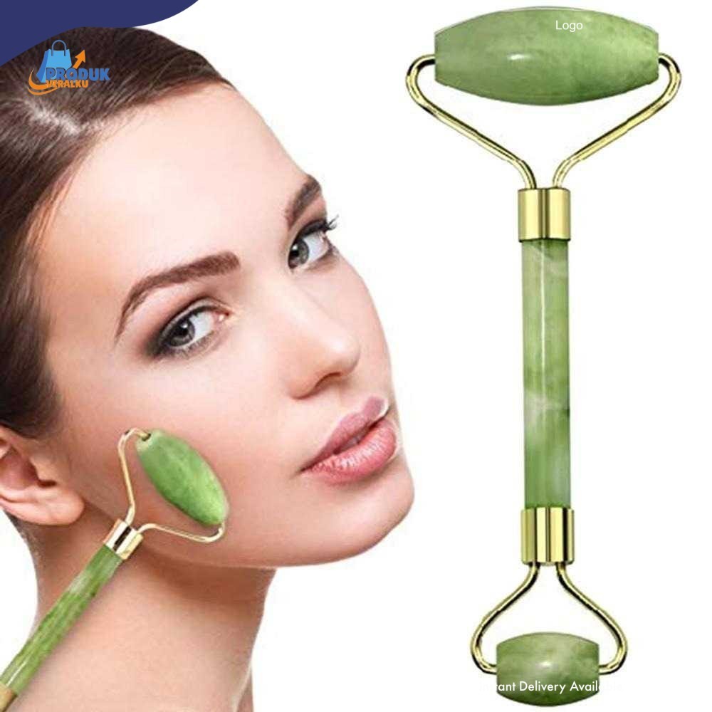 HIJAU Green Stone Facial Roller Facial Massage Tool Face Slimmer Jade Roller Facial Face Massage Jade Roller Guasha Facial Massage Tool Anti-wrinkle Premature Aging Facial