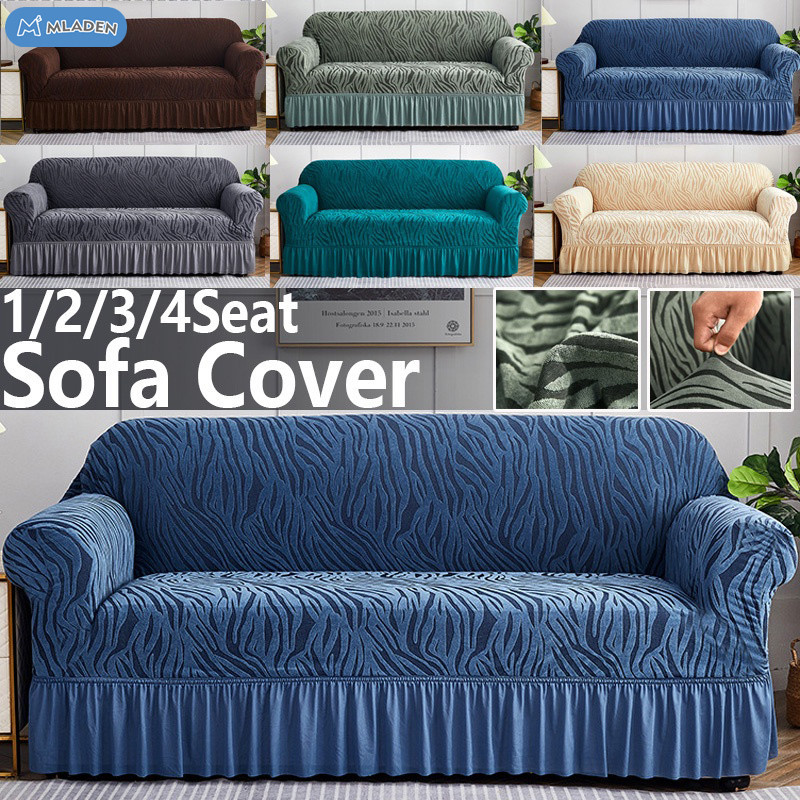 MLADEN 1/2/3/4 Seat Jacquard Skirt Sofa Cover Stretch Sofa Protector L-shaped Universal Slipcover