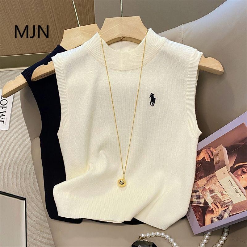 Ladies all-match French half-high collar sleeveless knitted vest new summer high-quality soft vest s