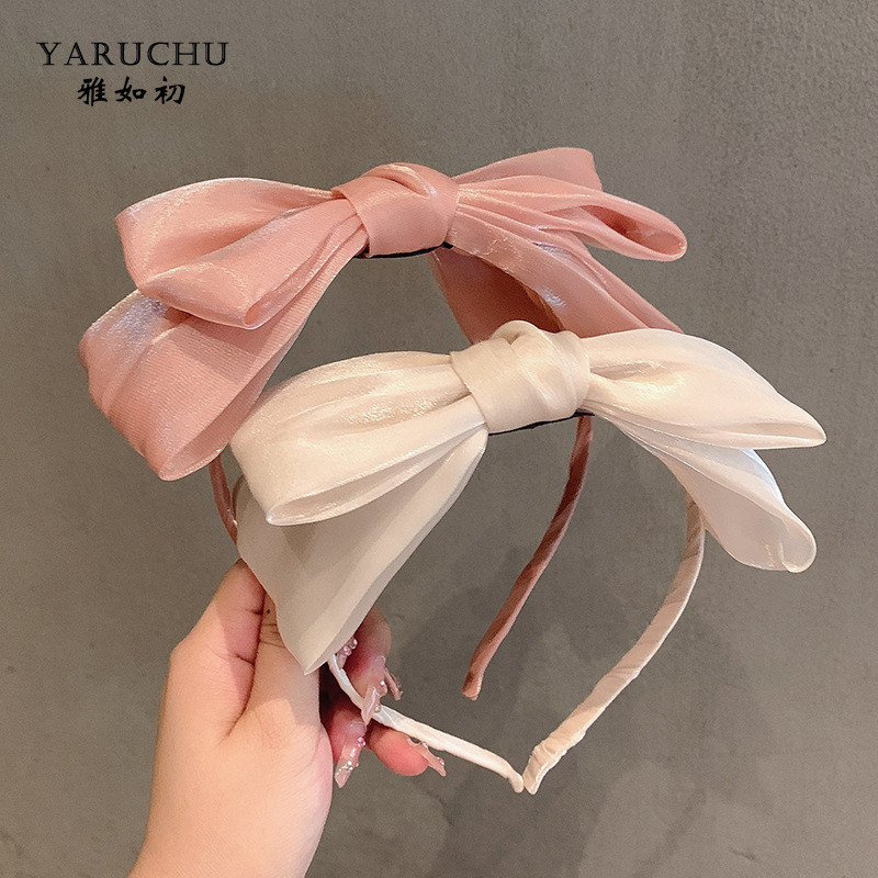 2025 Simple Retro Black Bow Headband Female Sweet Cute Headband