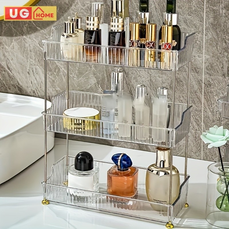 UG Organizer Shelf Multi-layer Organizer Countertop Bathroom Tray Corner Storage Makeup Double Transparent Desktop Organ Bathroom Shelf Bathroom Organizer