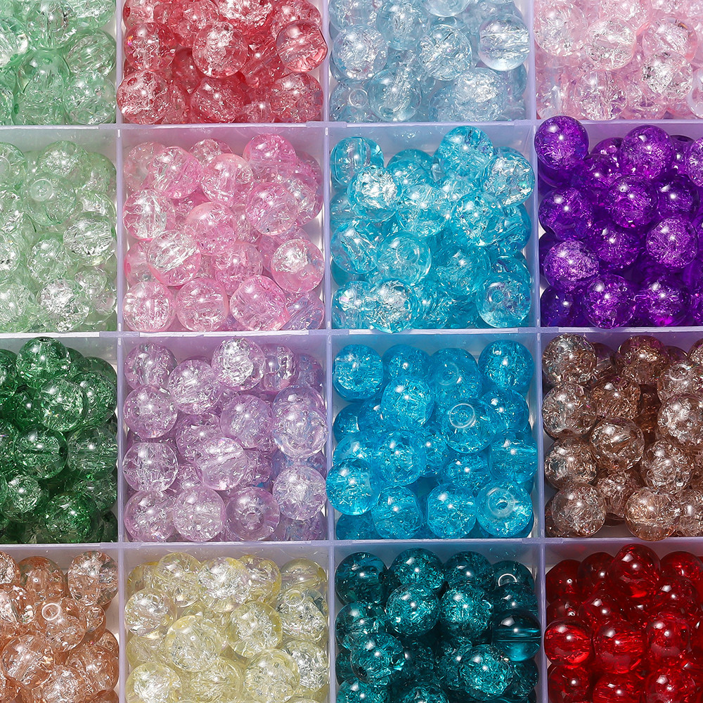 St. kunkka 50/100Pcs 8mm Monochrome Popcorn Beads Crack Beads Glass Cracked Burst Beads Fashion Acce