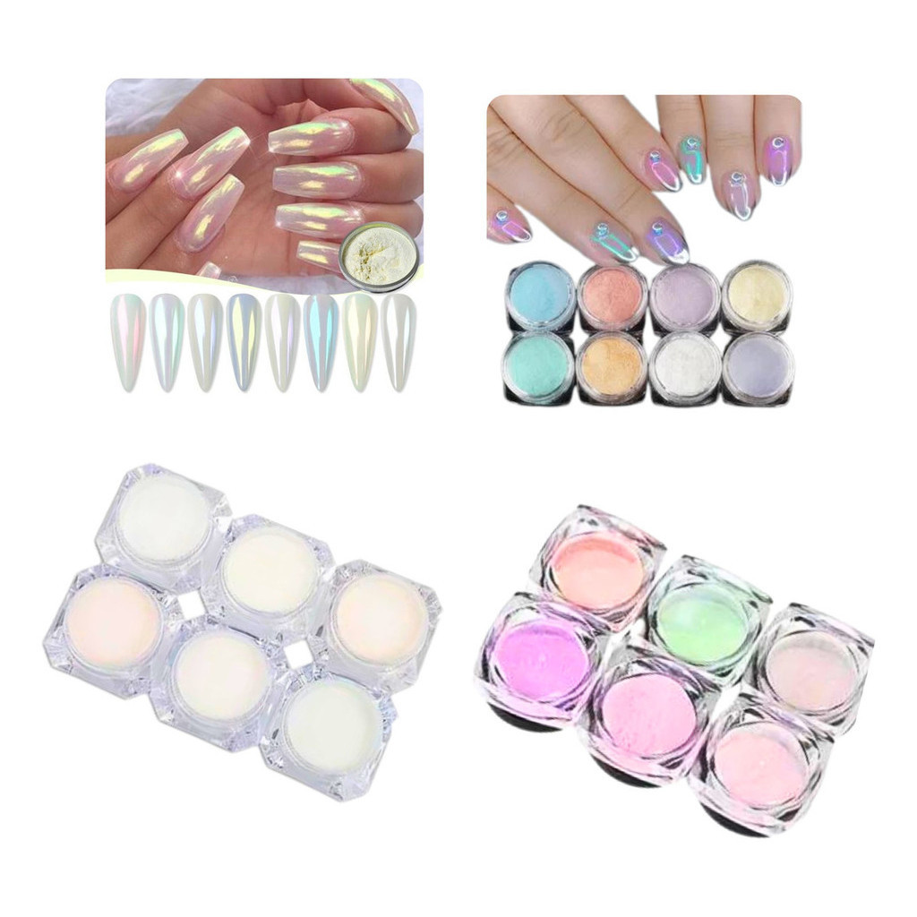 Kit 12 Pó Cromo Sereia Decoração De Unhas E Maquiagem