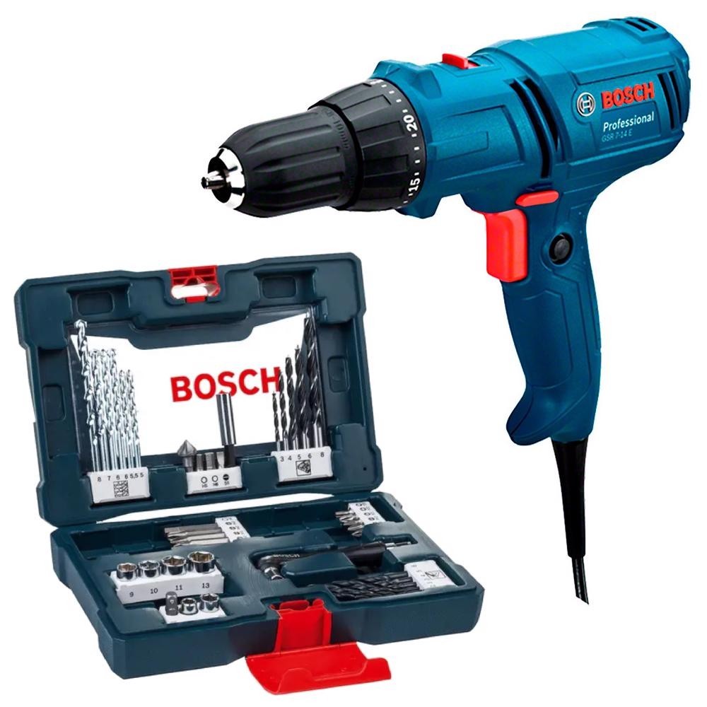 Parafusadeira Furadeira 400W com Estojo Brocas e Pontas BOSCH