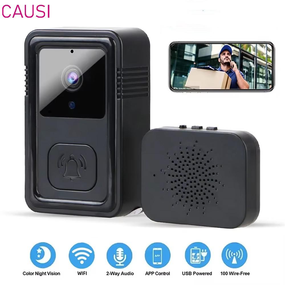 CAUSI Wireless Doorbell, HD Easy Installation Smart Video Doorbell, Remote Access Security Video Intercom Infrared Night Vision Doorbell Camera Smart Home