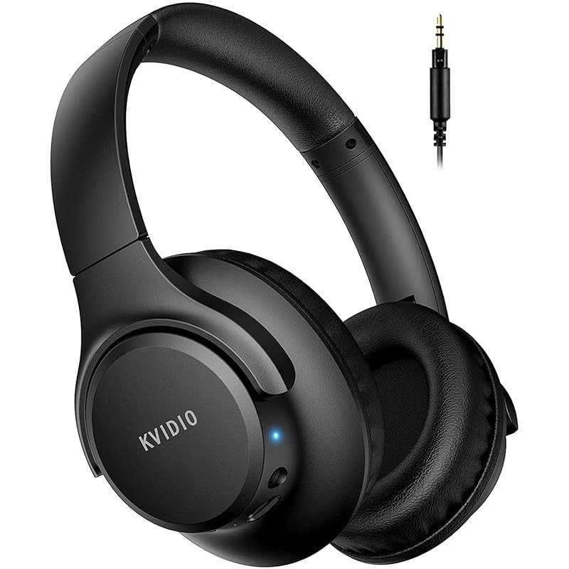 《JAPAN》★Wireless Headphones KVIDIO Bluetooth 5.3 65 Hours Playback Headphones 40mm HD Driver Unit Over-Ear Headphones Built-in Mic Headphones Wired Wireless Dual Use Noise Cancelling Closed Back Hands-Free Calling Bluetooth Headphones Black (Black) Wirele