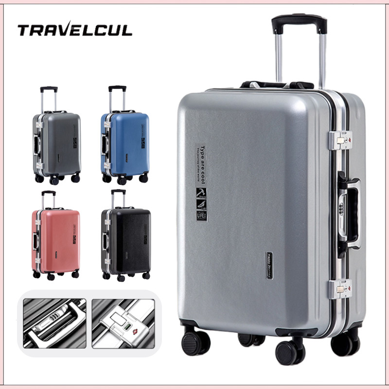 20/24" Aluminum Luggage USB Suitcase Luggage Double Buckle Luggage Travel Bag Anti-theft Suitcase