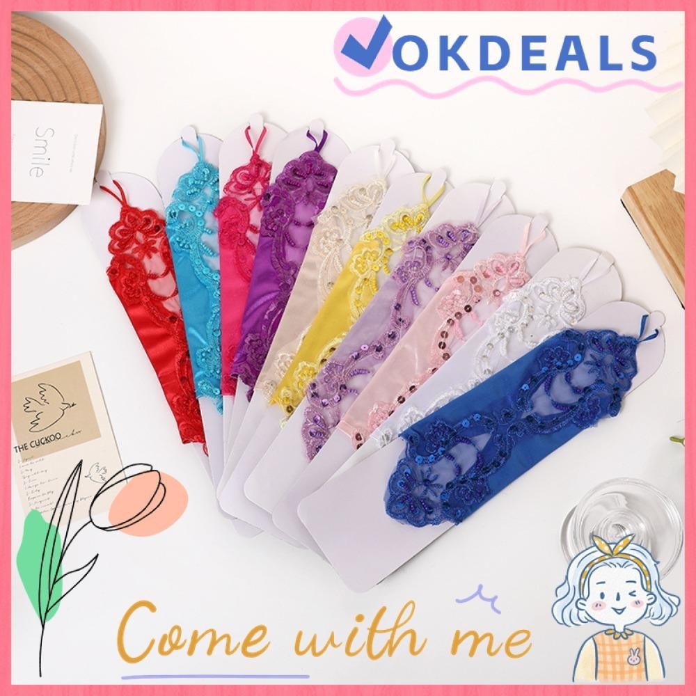 OKDEAL Lace Gloves, Clothing Accessories Sexy Wedding Bridal Gloves, 2024 Rhinestone Elegant Party D