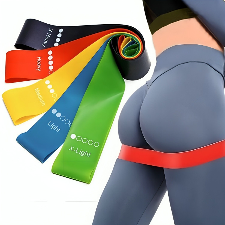 Kit 5 Faixas Elásticas Para Exercícios Elástico De Exercícios Multifuncional Yoga Fisioterapia e Tre