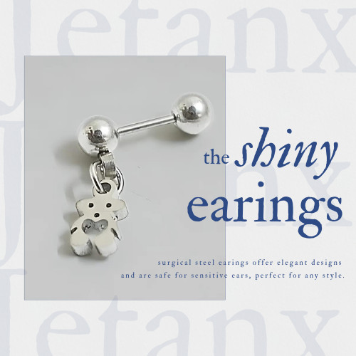 KHUYÊN GẤU (BEAR EARRING) TÒN TEN THÉP Y TẾ KHÔNG RỈ 316-LKHÔNG RỈ (1 chiếc)