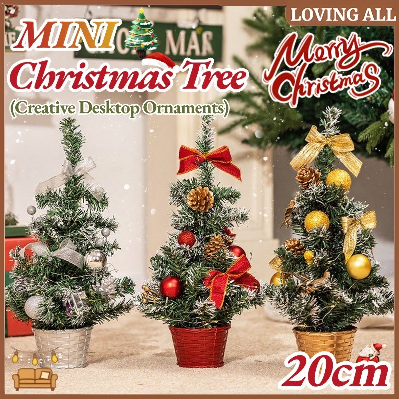 Mini Christmas Tree For Table Artificial Christmas Tree With Ribbon Bow Ornament Festival Home Decor