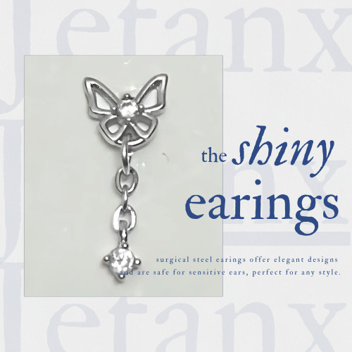 KHUYÊN TAI BƯỚM DÂY THẢ THÉP Y TẾ 316-L KHÔNG RỈ [1 chiếc]