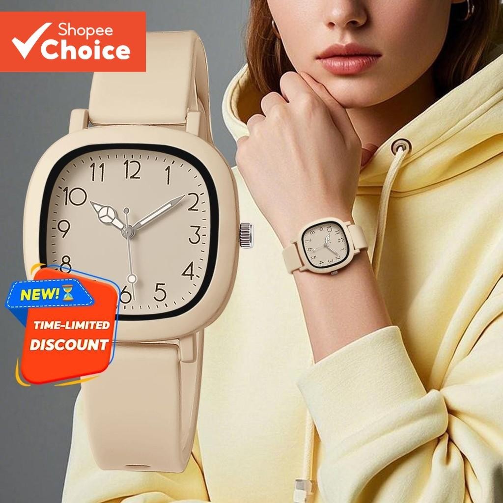 Stylish Square Women Watch With Arabic Numerals Silicone Strap Sporty Dial For Everyday Outdoor Acti
