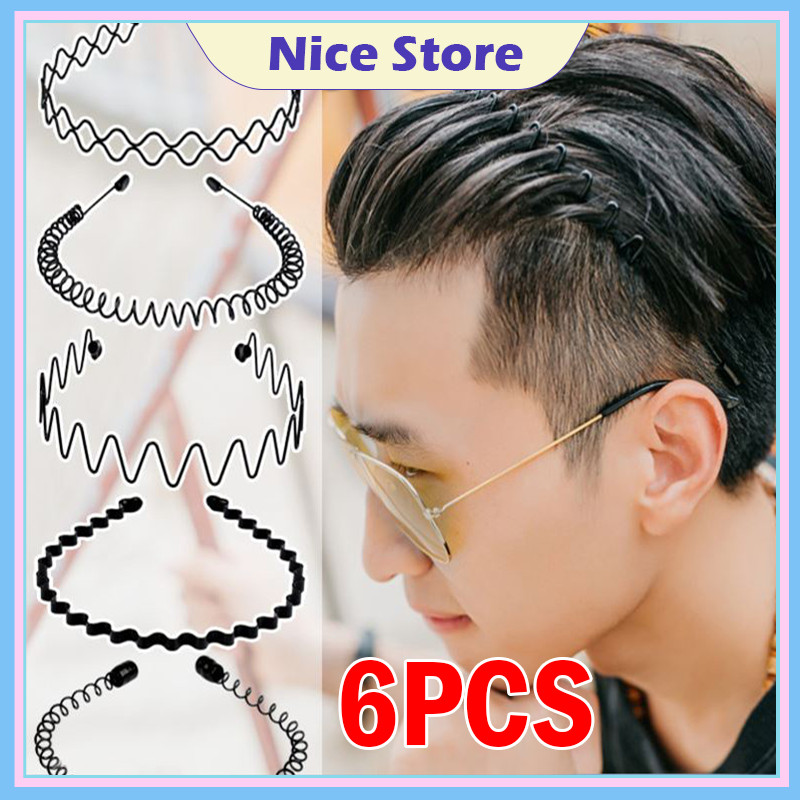 NICE 6Pcs/Set Unisex Hoop Hair Band Male Sports Comb Wave Hairpin Back Head Invisible Metal Hairband