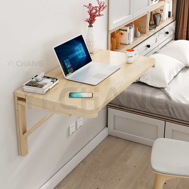 YICHANG Solid Wood Folding Dining Table Wall-mounted Wear-resistant Easy-to-clean Office Table Solid Foldable Rectangular Table
