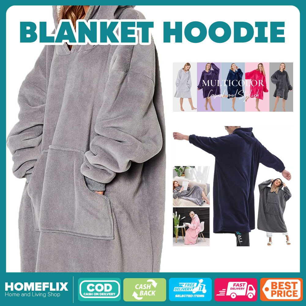 HomeFlix Super Warm Long Wearable Blanket Oversize Sweatshirt with Sleeves and Pocket Hooded Blanket