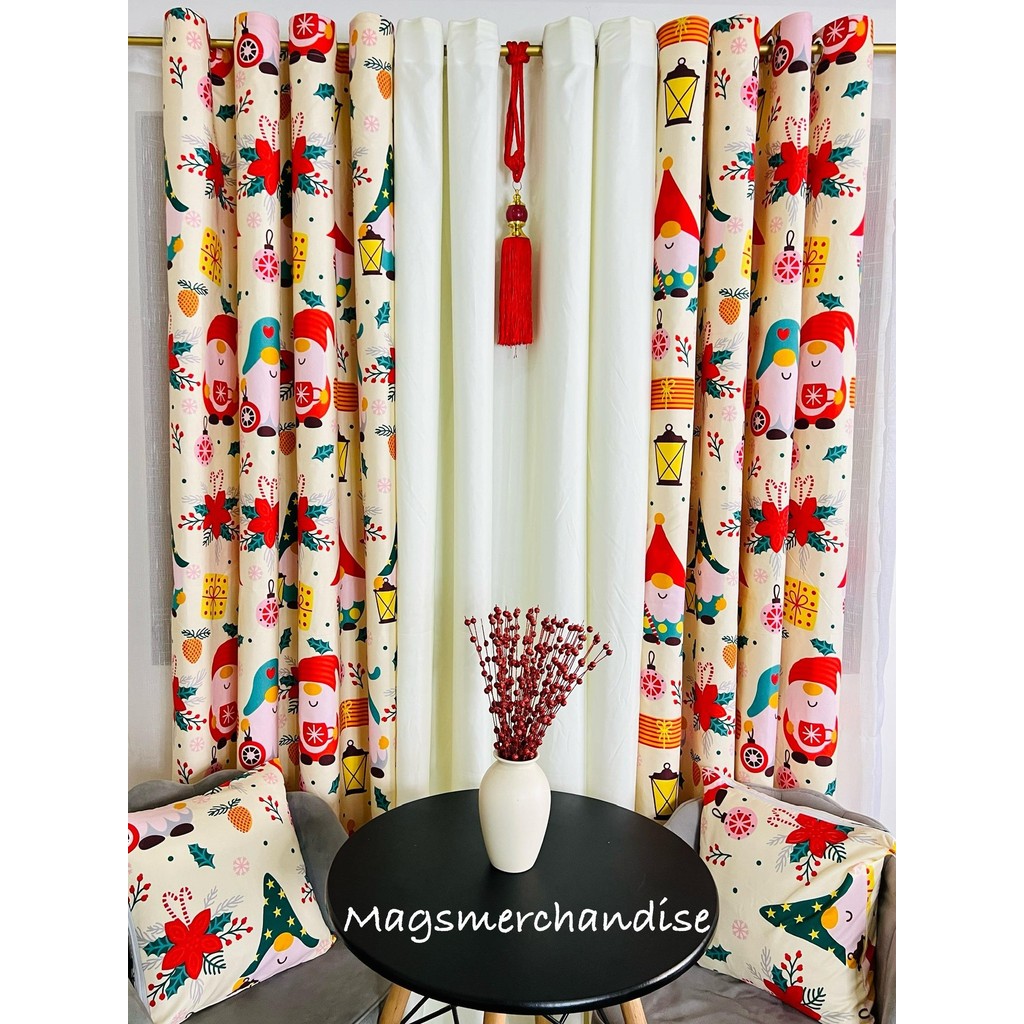 Little Santa Ring Christmas Curtains 7ft sold per piece or set