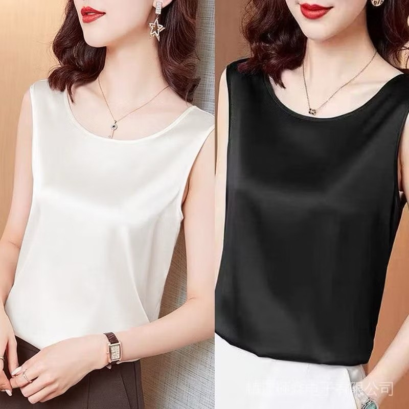 S-2XL Plus Size Top Camisole Women Summer Inner Match Sleeveless Satin Korean Style New Top