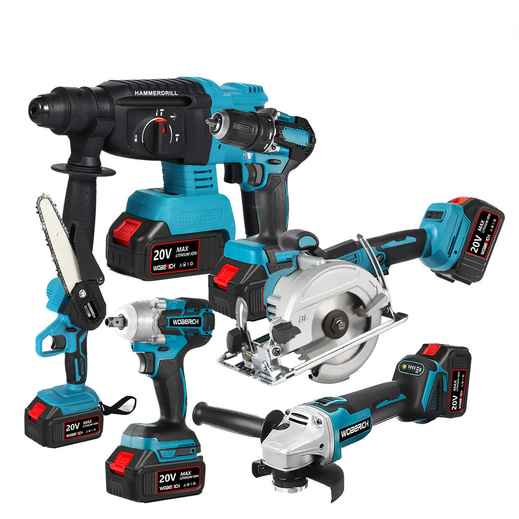 2 SET/ 3 SET/ 4 SET/ 6 SET Brushless Cordless Tool Sets Portable Electric Combo Kits Household Rechargeable Power Tool Combination With Two Battery